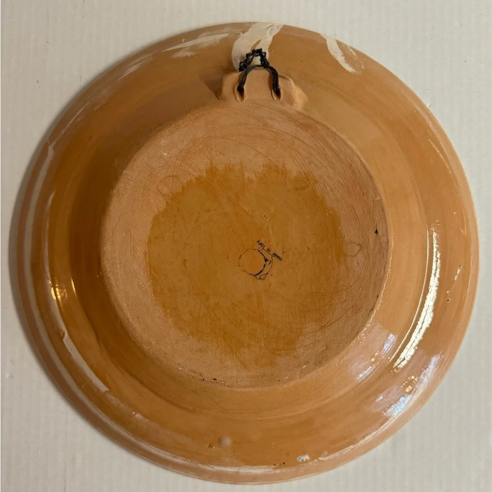 Vintage Pottery Barn LAMAS Brown/Multi dove pottery plate handmade in Italy.